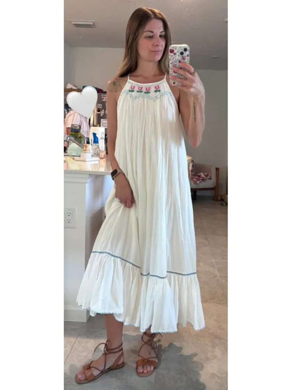 FREE PEOPLE Tip Toeing Tulip Midi Dress in Whisper White Size Small - Picture 2 of 13